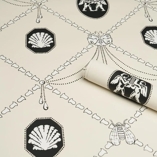 Schumacher SAMPLE - Schumacher x Backdrop Edith Wallpaper In Black & Ivory For Sale - Image 4 of 4