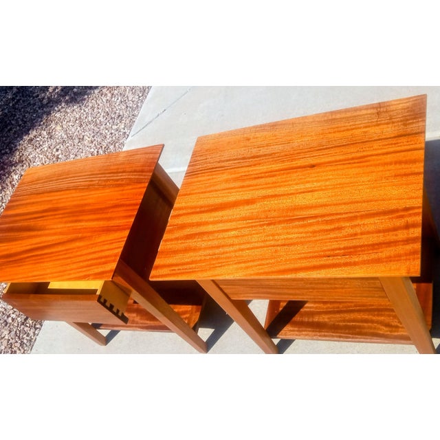 Mid-Century Modern Mid-Century Craftsman African Mahogany Nightstands by Howard Thompson - A Pair For Sale - Image 3 of 6
