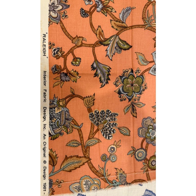 1981 "Raleigh" Jacobean Floral Fabric by Interior Fabric Design, 35"x51" For Sale - Image 4 of 5
