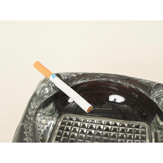 French Leather and Cut Crystal Ashtray attributed to Jacques Adnet, 1960s For Sale - Image 13 of 18