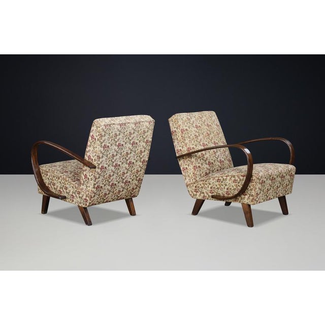 Wood Art Deco Bentwood Lounge Chairs attributed to Jindřich Halabala, Former Czechoslovakia, 1940, Set of 2 For Sale - Image 7 of 17