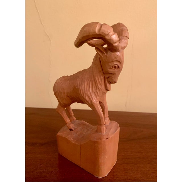 Mid 20th Century Large Black Forest Wooden Ibex (Iberian) Carving For Sale - Image 12 of 12