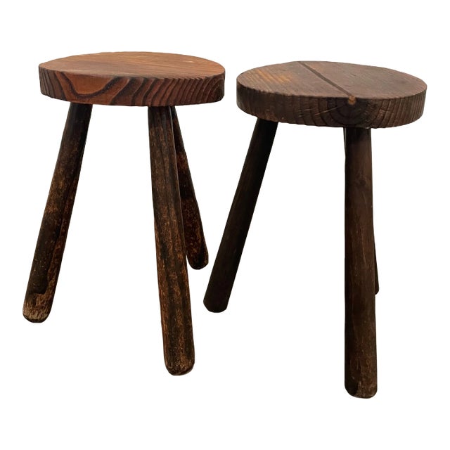 Danish Organic Modern Stools or Side Tables- A Pair For Sale