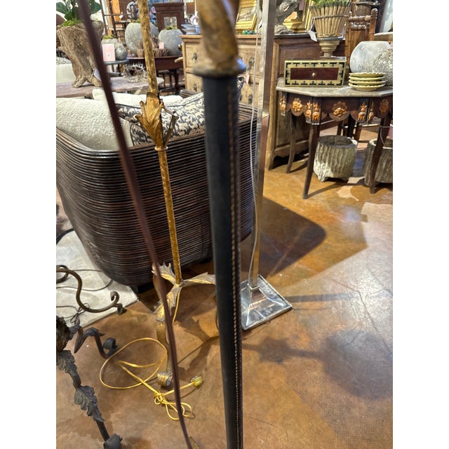 French Leather Floor Lamp For Sale - Image 4 of 4