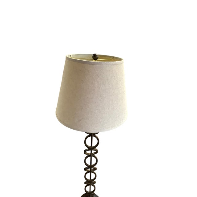Rustic Hand-Forged Iron Floor Lamp W/ Offset Ring Design For Sale In Greensboro - Image 6 of 6