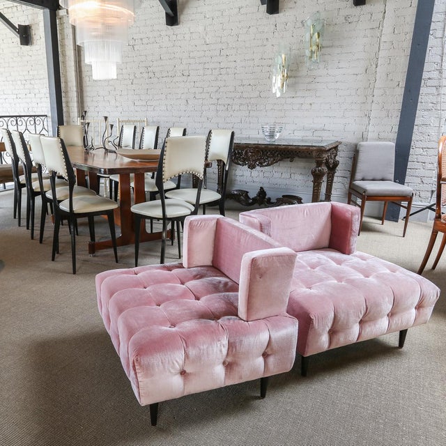 Custom Pink Velvet Tufted Lounge Chairs A Pair Chairish