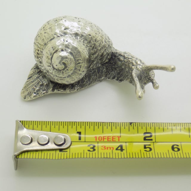 Vintage Italian Genuine Silver 800 Life-Size Snail Figurine by Arezzo Silversmith Ar 100, 1970s For Sale - Image 12 of 13