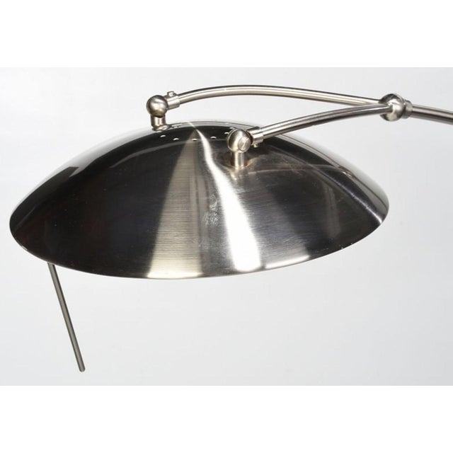 Modern Mid 20th Century Brushed Chrome Adjustable Floor Lamp For Sale - Image 3 of 4