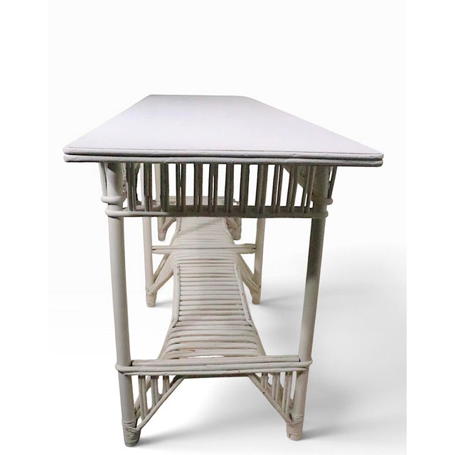 Early 20th Century Large Stick Wicker Console Table in White Paint Finish For Sale - Image 18 of 18