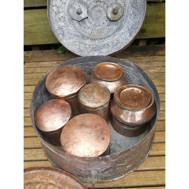 Late 18th Century Antique Copper Pakistani Spice or Pan Presentation Box For Sale - Image 5 of 13
