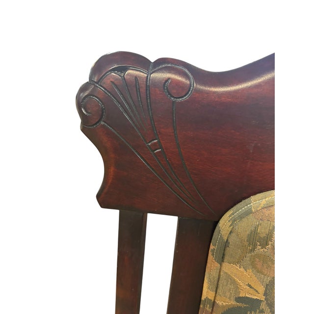 Traditional Mahogany Accent Armchair With William Morris Style Upholstery For Sale - Image 4 of 12