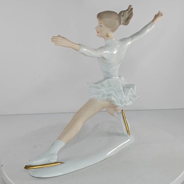 Figurative Vintage Wallendorf Porcelain Figurine Olympic Ice Figure Skater Sonja Henie For Sale - Image 3 of 6
