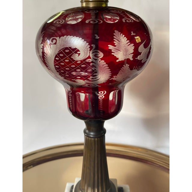 Antique Red Bohemian Glass Lamp For Sale In Jacksonville, FL - Image 6 of 10