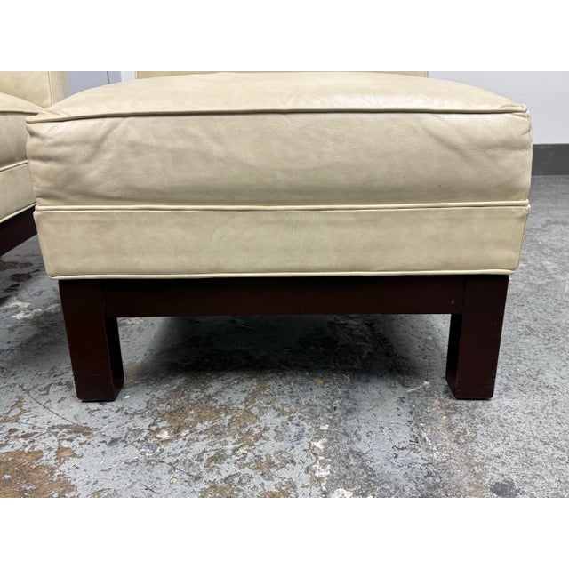 Crate & Barrel Leather Slipper Lounge Chairs, Pair For Sale - Image 9 of 12