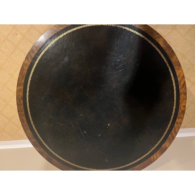Traditional Early 21st Century Leather Top Drum Accent Table by Henredon For Sale - Image 3 of 12