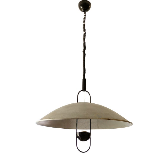 Large Black Painted and Perforated Metal Pendant Lamp by Orni Halloween for Artemide, 1970s For Sale