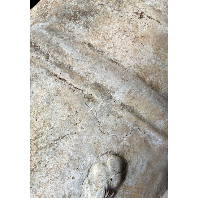 Stone Gray Mid 20th Century Pair of Neoclassical Cast Stone Garden Urns With Mask and Garland Motifs For Sale - Image 8 of 13