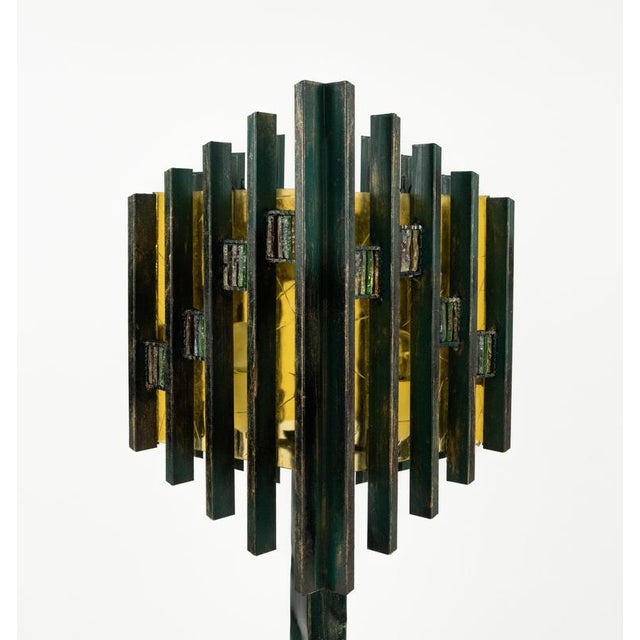 Brutalist Floor Lamp in Iron and Art Glass attributed to Biancardi & Jordan, Italy, 1970s For Sale - Image 4 of 16