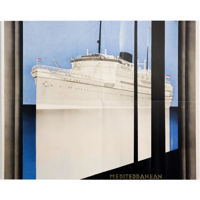 1931 Dutch Shipping Poster, Royal Rotterdam Lloyd (Modern Re-Issue) For Sale - Image 4 of 4