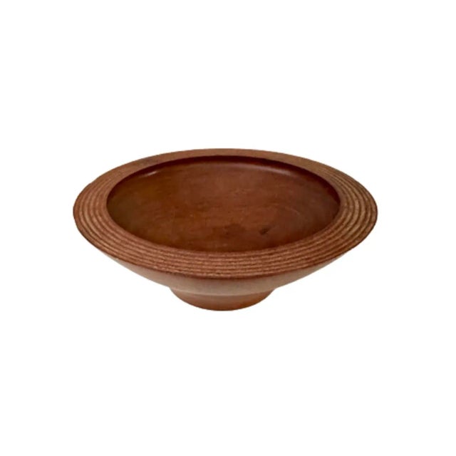 Danish Modern Style Hand-Crafted Wood Turned Walnut Bowl For Sale - Image 13 of 13