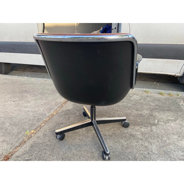 Vintage Charles Pollock for Knoll Brown Leather Desk Chair For Sale In Sacramento - Image 6 of 18
