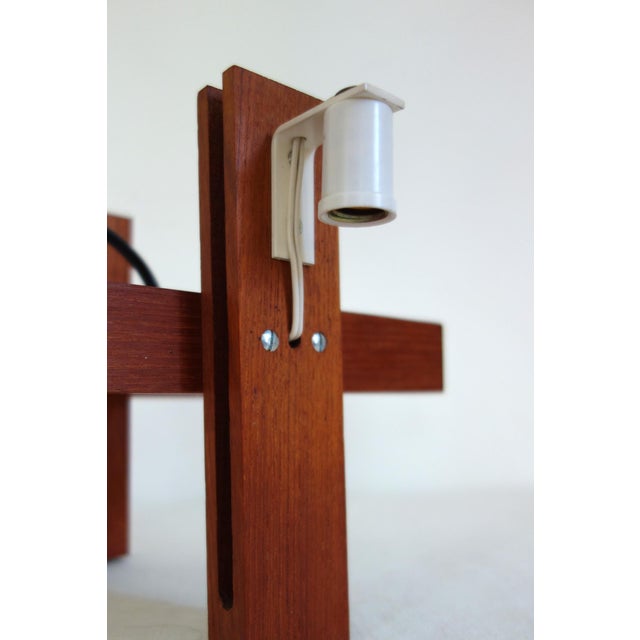 Scandinavian Chandelier in Acrylic Glass and Teak, 1960s For Sale - Image 10 of 12