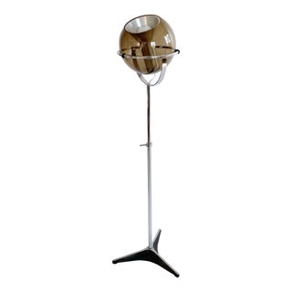 1960s Raak Chrome Smoke Glass Globe Floor Lamp by Frank Ligtelijn For Sale