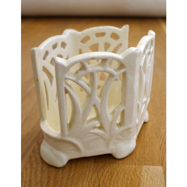 Small Art Nouveau Neo-Gothic Style Openwork Pot or Letter Holder in Earthenware, Early 20th Century For Sale - Image 6 of 15