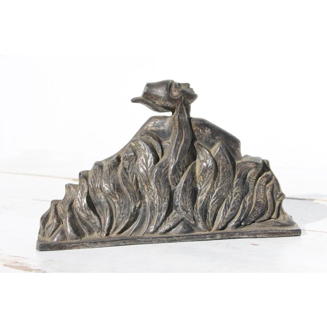 Art Deco 1920s English Art Deco Warrior Woman Pewter Automobile Mascot Hood Ornament For Sale - Image 3 of 13