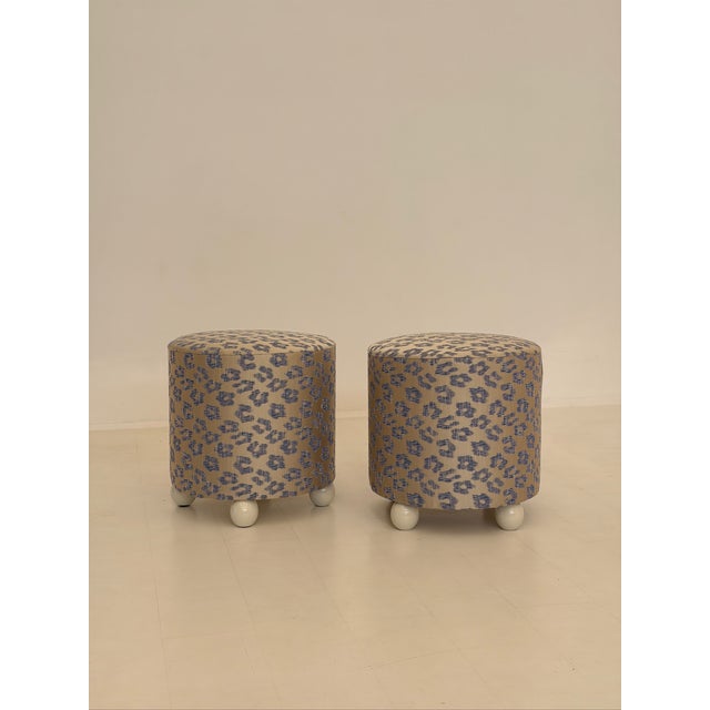 Vintage Poufs in Textile, 1970s, Set of 2 For Sale - Image 11 of 11