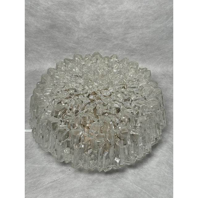 Vintage Textured Glass Flush Mount Ceiling Light, 1970s For Sale - Image 11 of 11