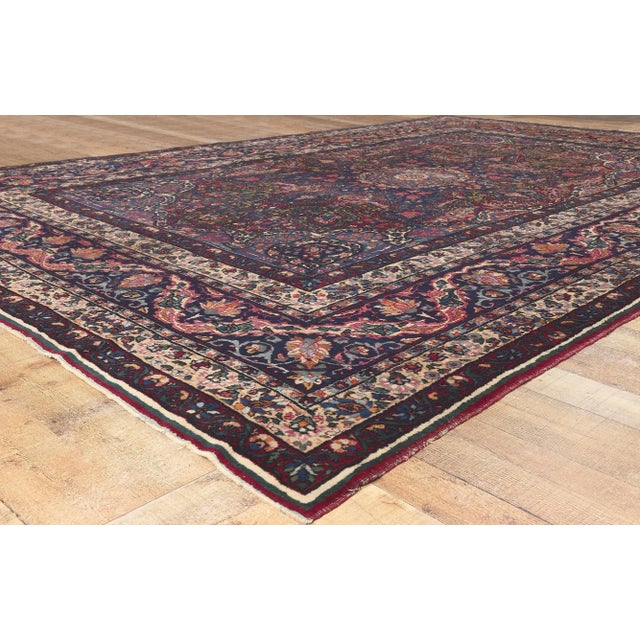 Textile Antique Persian Yazd Rug, 08'10 X 13'00 For Sale - Image 7 of 10