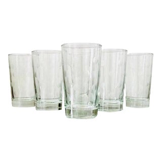 Vintage Barware Glasses With Etched Polka Dots, Set of Six, C. 1970's For Sale