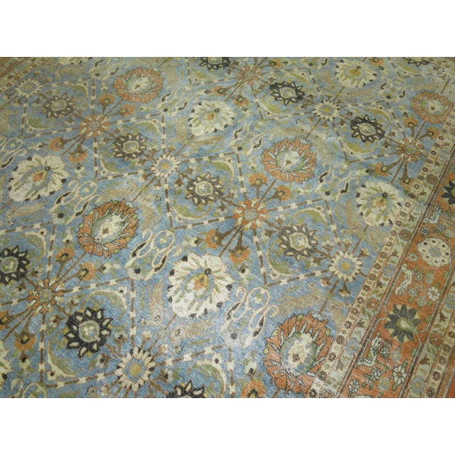 Early 20th Century Early 20th Century Light Blue Persian Pigeon Rug - 7'2" x 10'5" For Sale - Image 5 of 7
