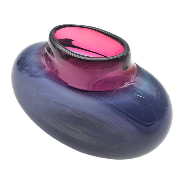 Purple Maureen Williams Signed Australian Studio Art Glass Vase Magenta Amethyst 8" For Sale - Image 8 of 12