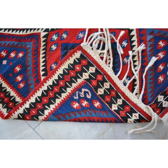 1960s Turkish Kurdish Kilim Rug Flat Weave Super Fine Area
