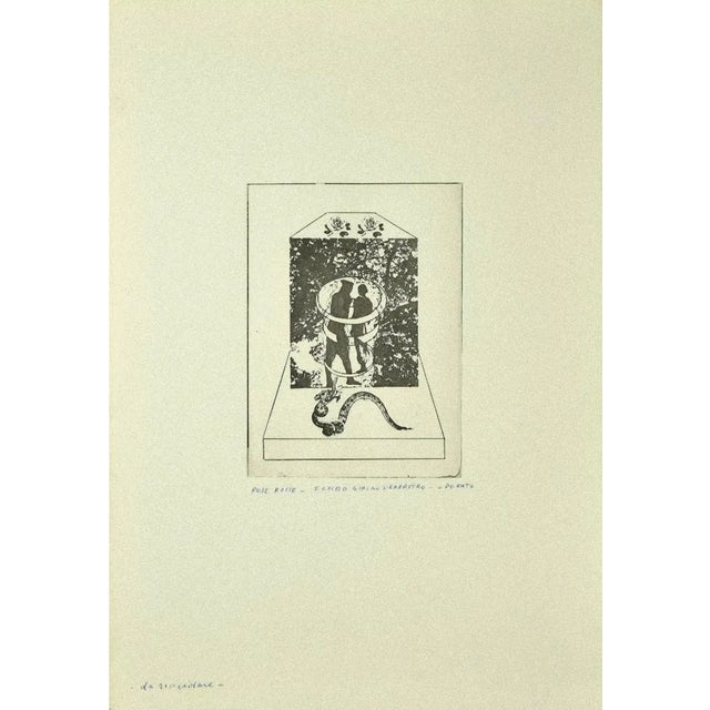 Danilo Bergamo, Adam and Eve, Etching on Cardboard, 1975 For Sale