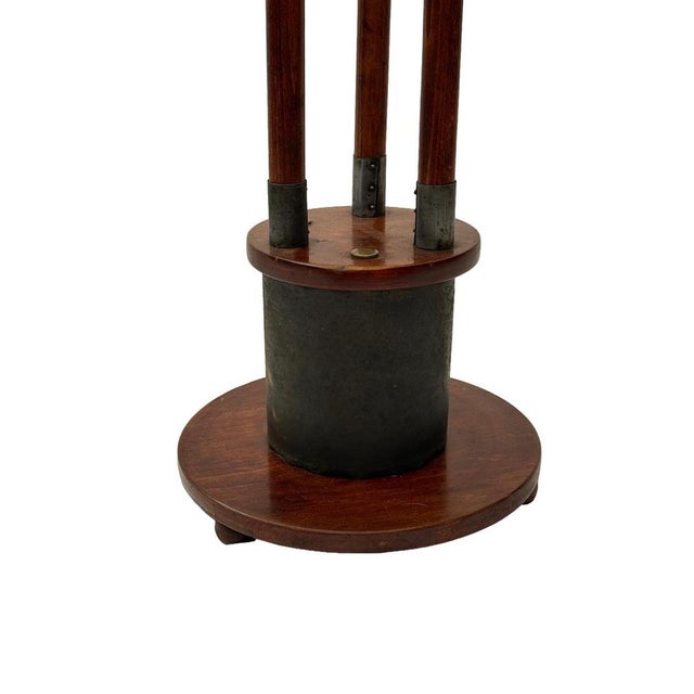 Viennese Art Nouveau Plant Stand in Wood, Patinated Metal and Brass, 1910s For Sale - Image 9 of 10