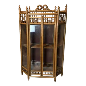 Antique Victorian Oak Stick & Ball Curio Wall Cabinet C 1900