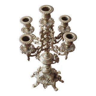 Set of 2 Brevettato Brass Candlebras For Sale