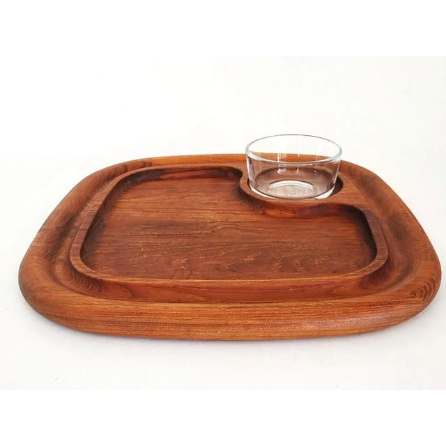 Mid 20th Century Dansk Teak Wood Snack Tray With Bowl by Jens H Quistgaard For Sale In Miami - Image 6 of 12