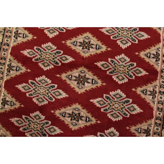 Textile Bokhara Jaldar Rug 2’7” X 4’3” Red Wool Tribal Hand-Knotted Oriental Carpet For Sale - Image 7 of 11
