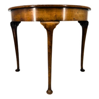 Antique Mahogany Queen Anne Demilune Table For Sale