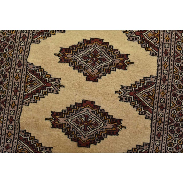 Bokhara Jaldar Rug 2’6” X 4’2” Beige Wool Tribal Hand-Knotted Oriental Carpet For Sale - Image 4 of 9