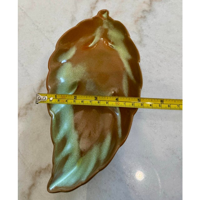 Ceramic Mid 20th Century Frankoma Prairie Green Pottery Footed Leaf Dishes #225 - Pair For Sale - Image 7 of 10