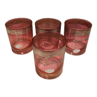 1980s Italian Hand Blown Pure Platinum Italian Old Fashion Glasses - Set of 4 For Sale