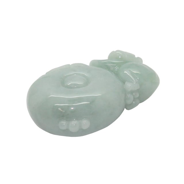 1980s Jade Pendant Chinese Zodiac Monkey Holding Longevity Peach on Drum Stand For Sale - Image 5 of 6