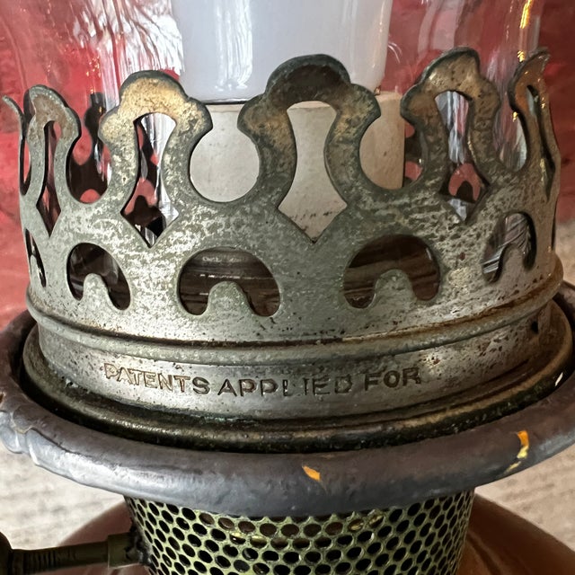 Glass Vintage Aladdin Model No. 6 Electric Converted Oil Lamp With Clear Glass Chimney For Sale - Image 7 of 17