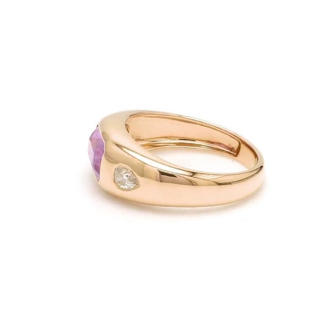 Natural 0.48 cts pink sapphire & 0.10 cts diamond ring in 14k gold For Sale - Image 13 of 18