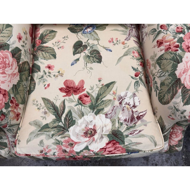 Green Shabby Chic Floral Patterned Arm Chairs, Pair For Sale - Image 8 of 12
